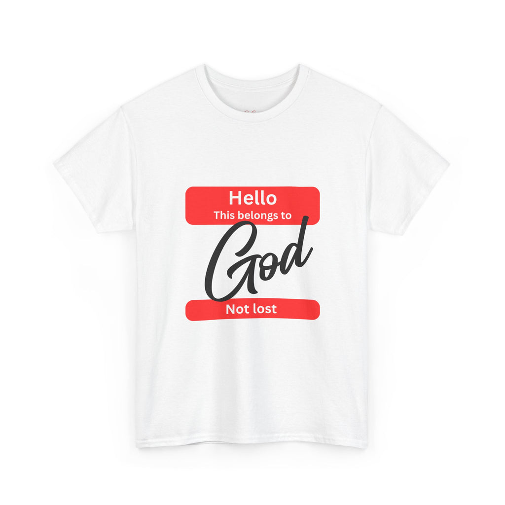 Name Tag 'This Belongs to God' Tee — Christian Faith Graphic T-Shirt